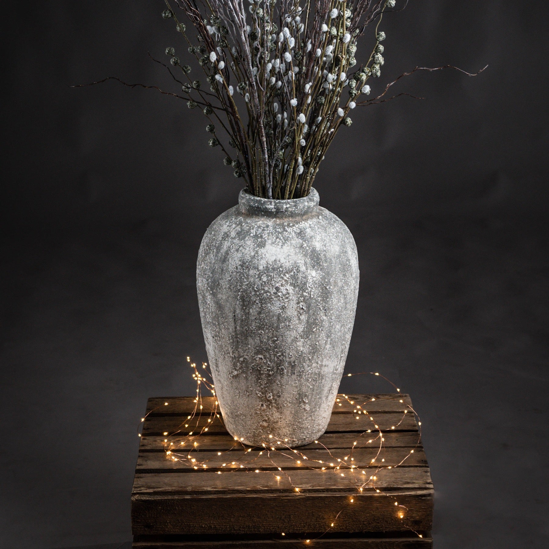 Aged Stone Tall Ceramic Vase – alternate view 2