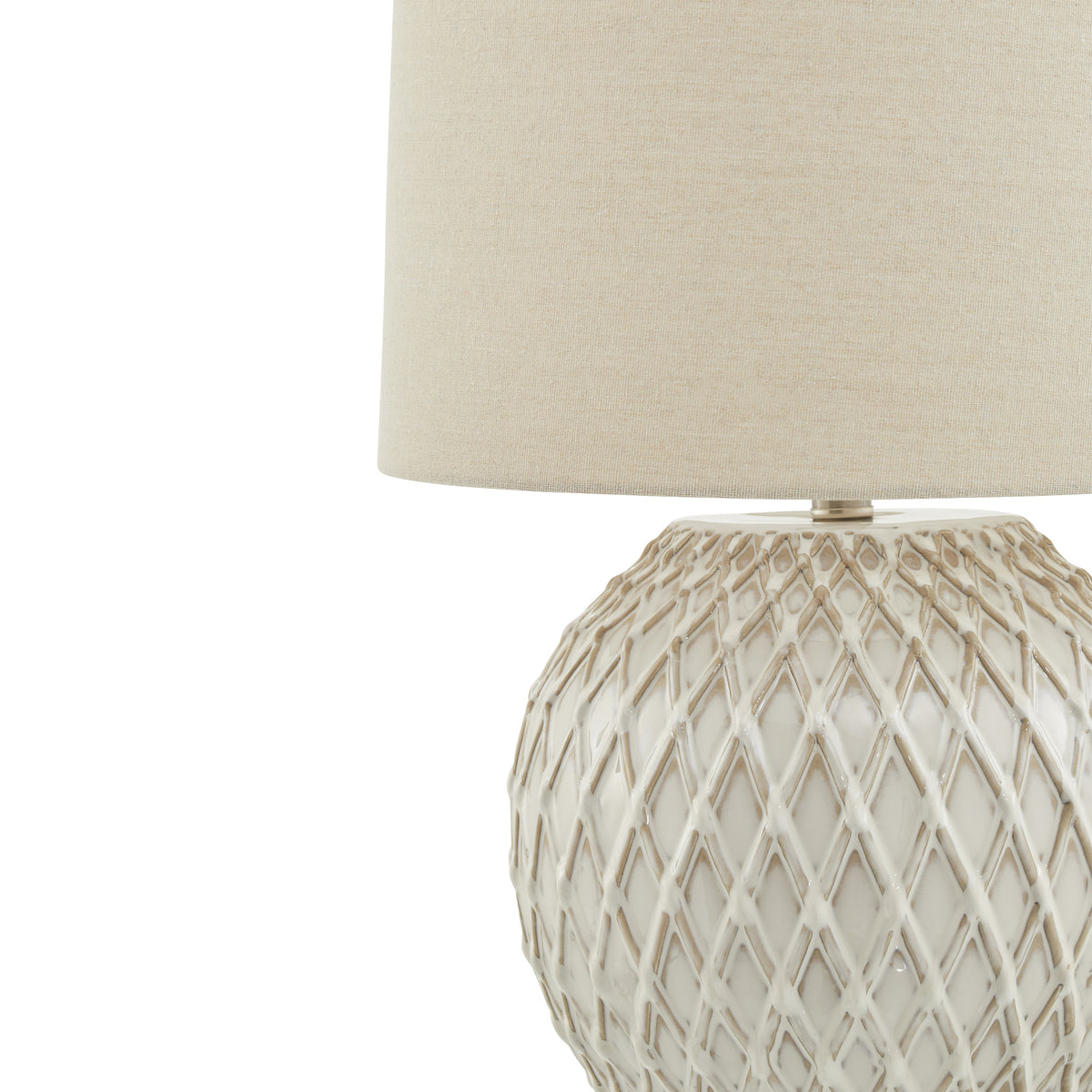 Lattice Ceramic Table Lamp with Linen Shade – alternate view 3