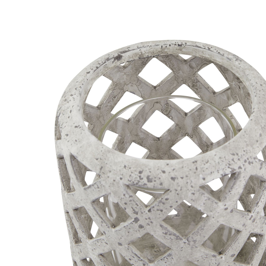 Grey Stone Effect Hurricane Lantern – alternate view 2