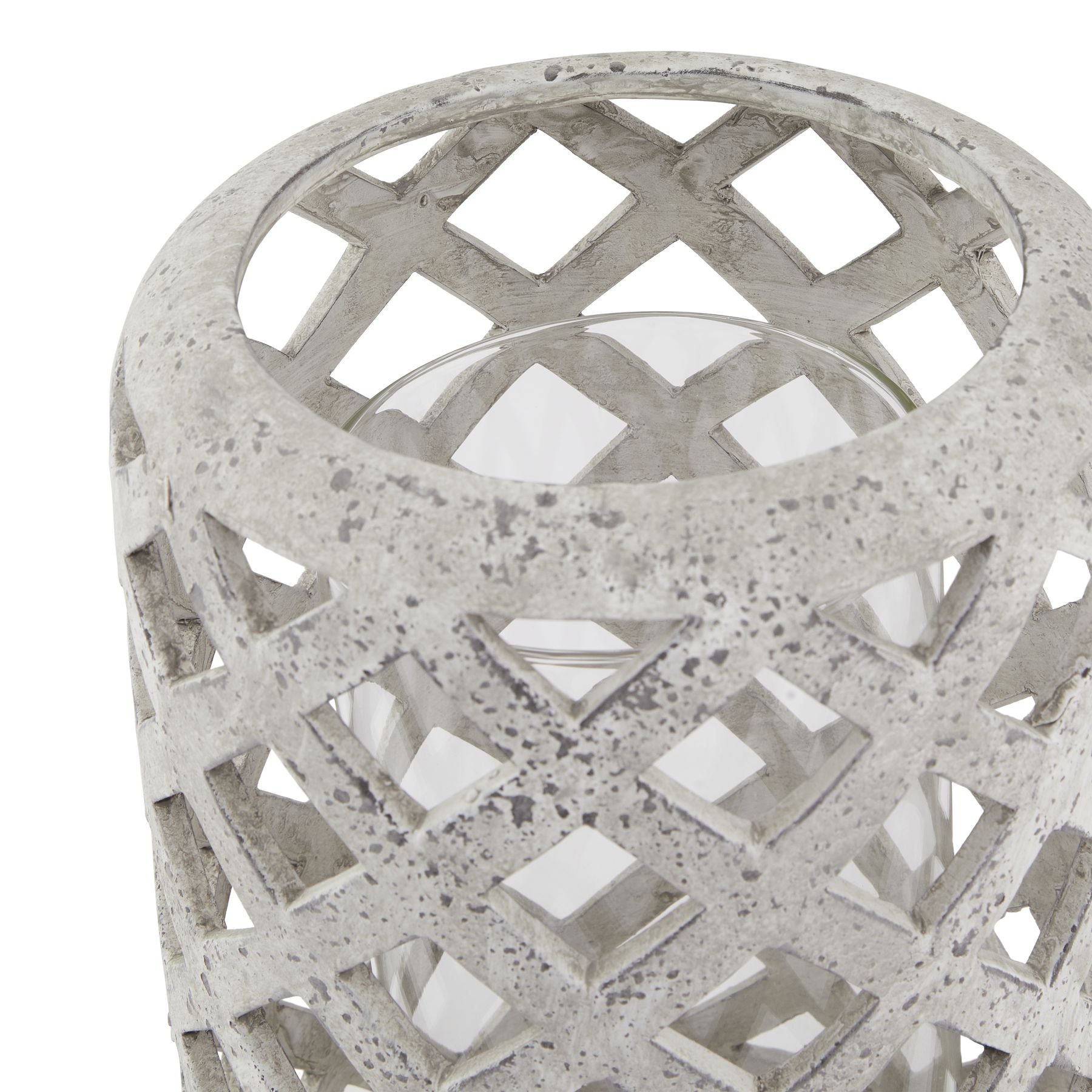 Large Grey Stone Effect Hurricane Lantern – alternate view 2