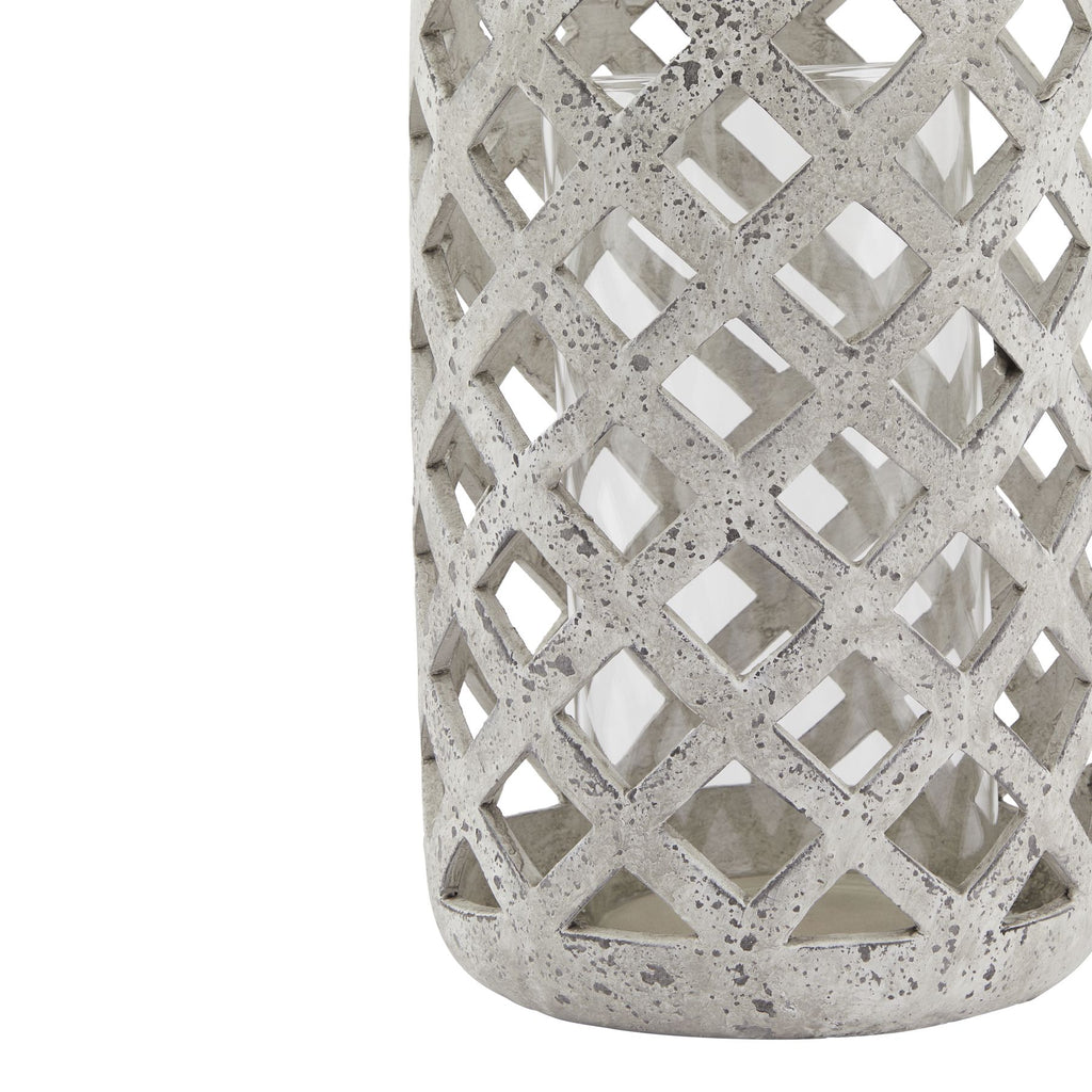 Large Grey Stone Effect Hurricane Lantern – alternate view 3