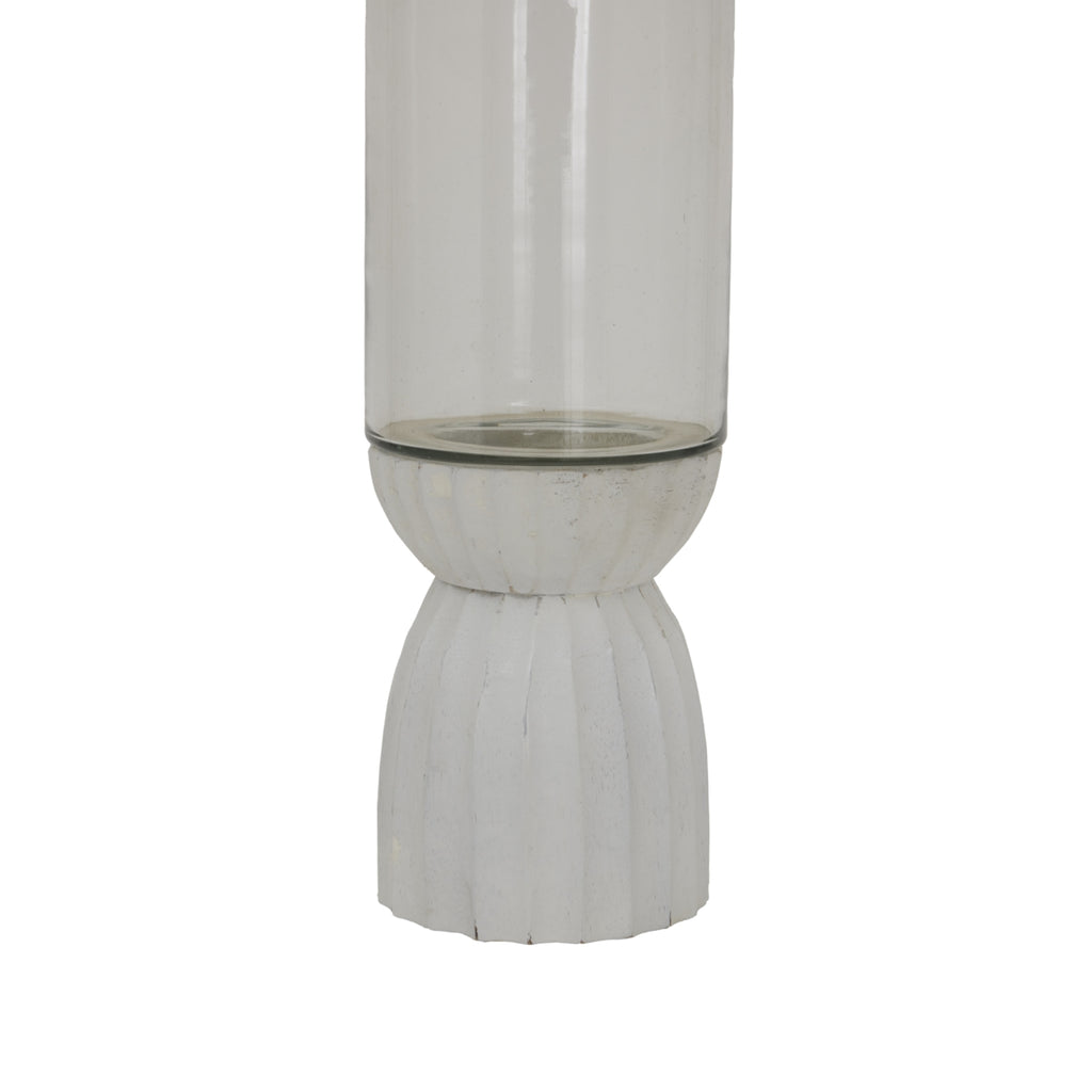 White Carved Hurricane Lantern detail