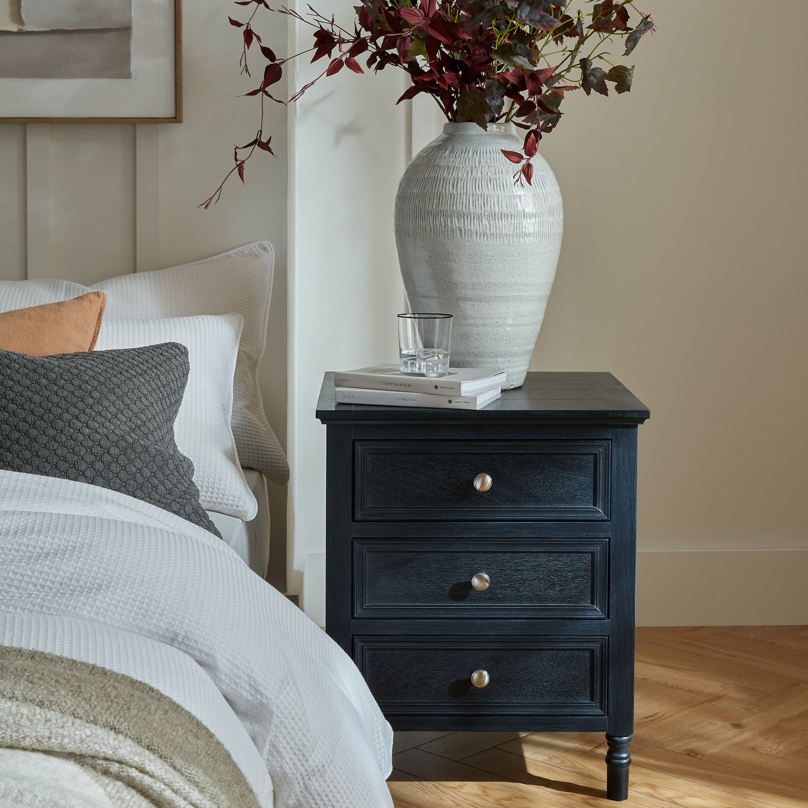 Contour Black Three-Drawer Side Table