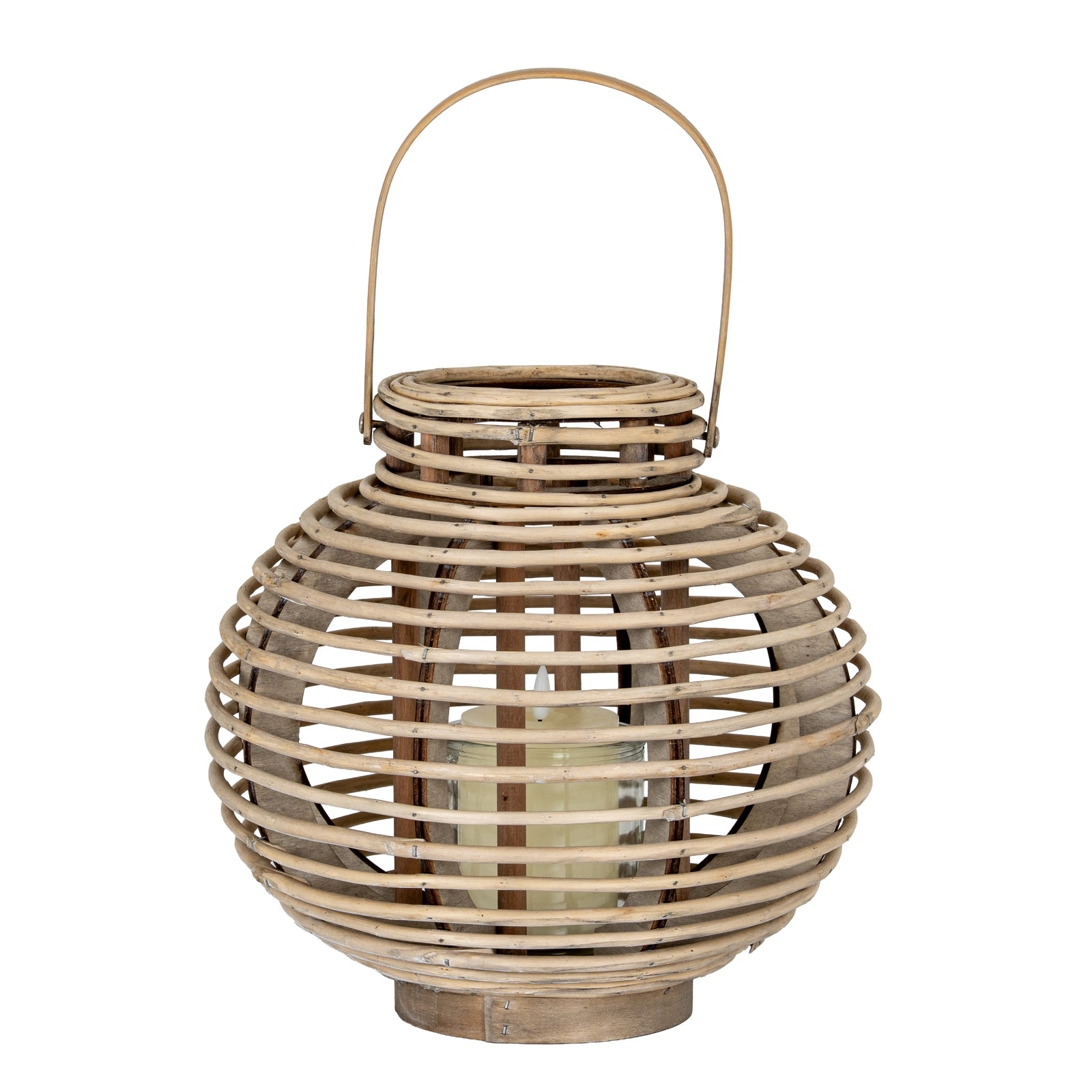Large Round Willow Lantern with Glass Holder – alternate view 2