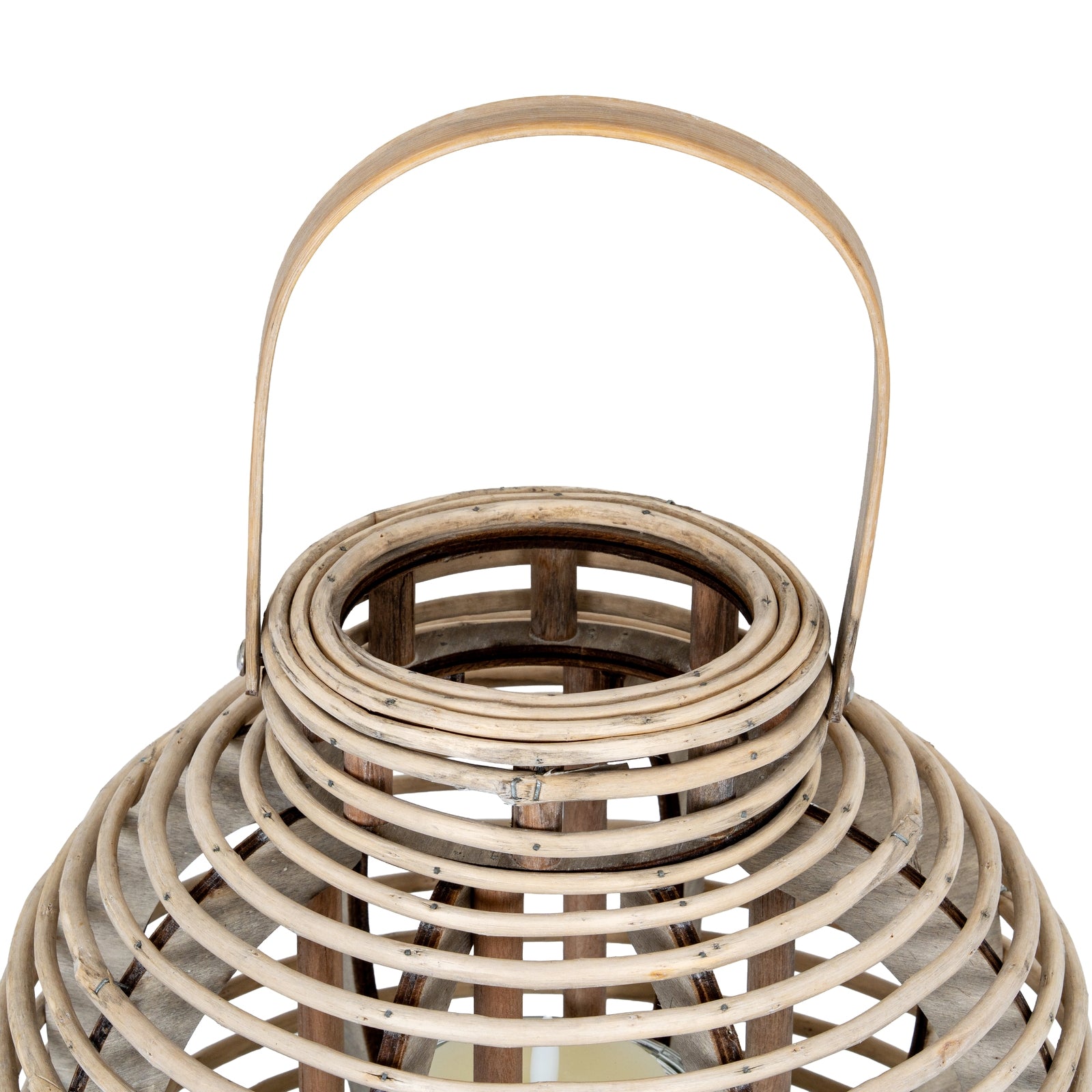 Large Round Willow Lantern with Glass Holder – alternate view 3