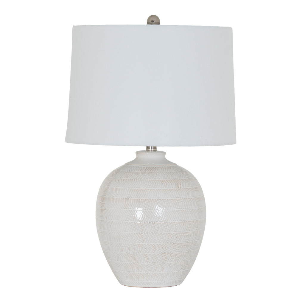 Chevronne Ceramic Table Lamp with Linen Shade – alternate view 2