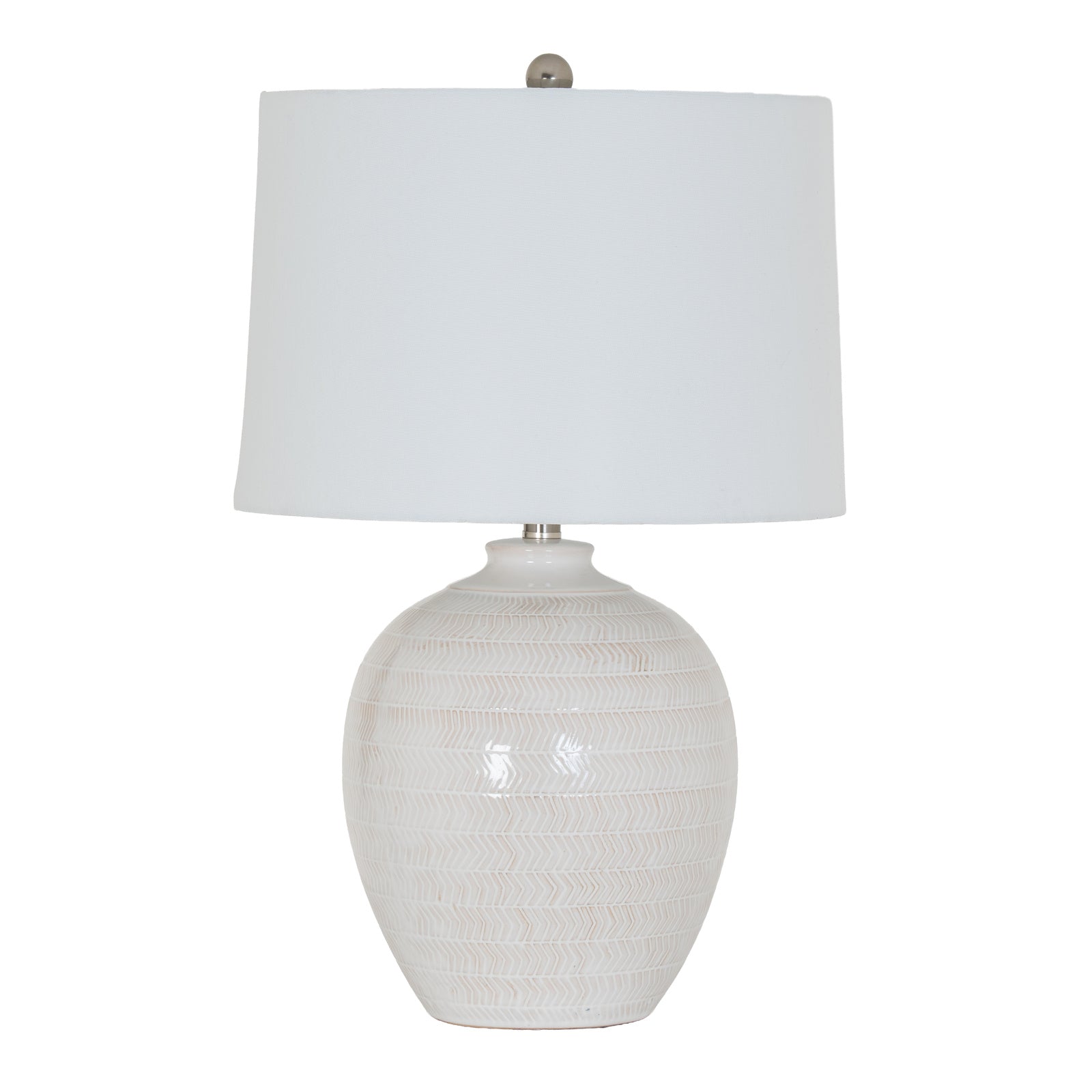 Chevronne Ceramic Table Lamp with Linen Shade – alternate view 2