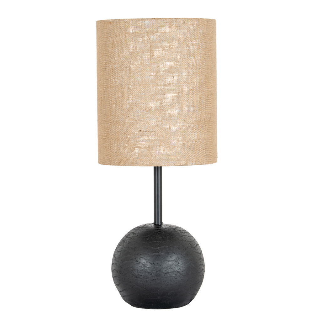 Black Cannon Table Lamp with Hessian Shade – alternate view 2