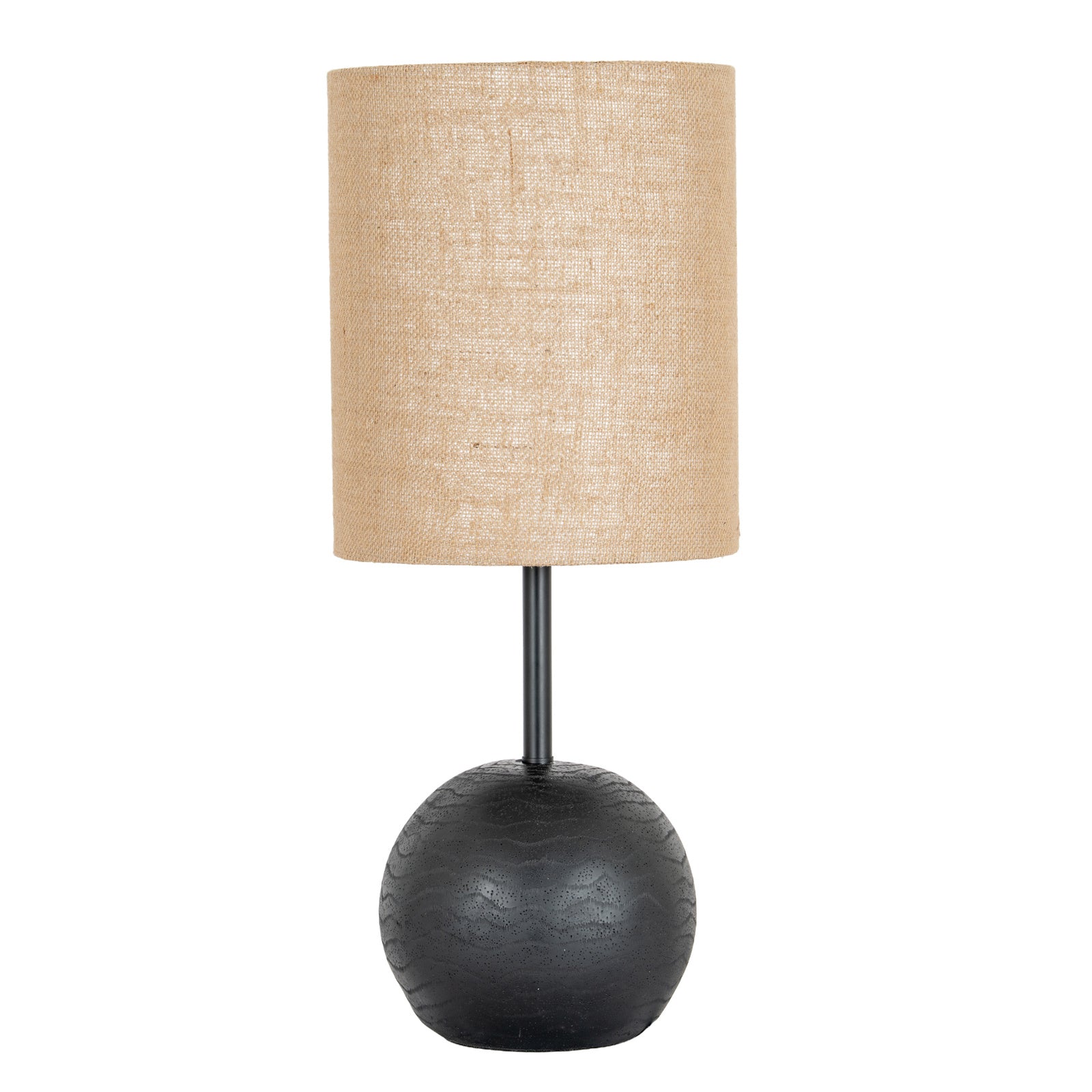 Black Cannon Table Lamp with Hessian Shade – alternate view 2