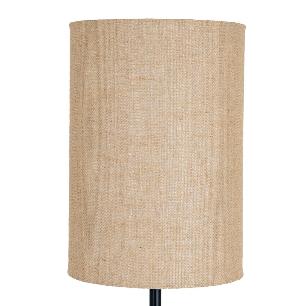 Black Cannon Floor Lamp with Hessian Shade – alternate view 3