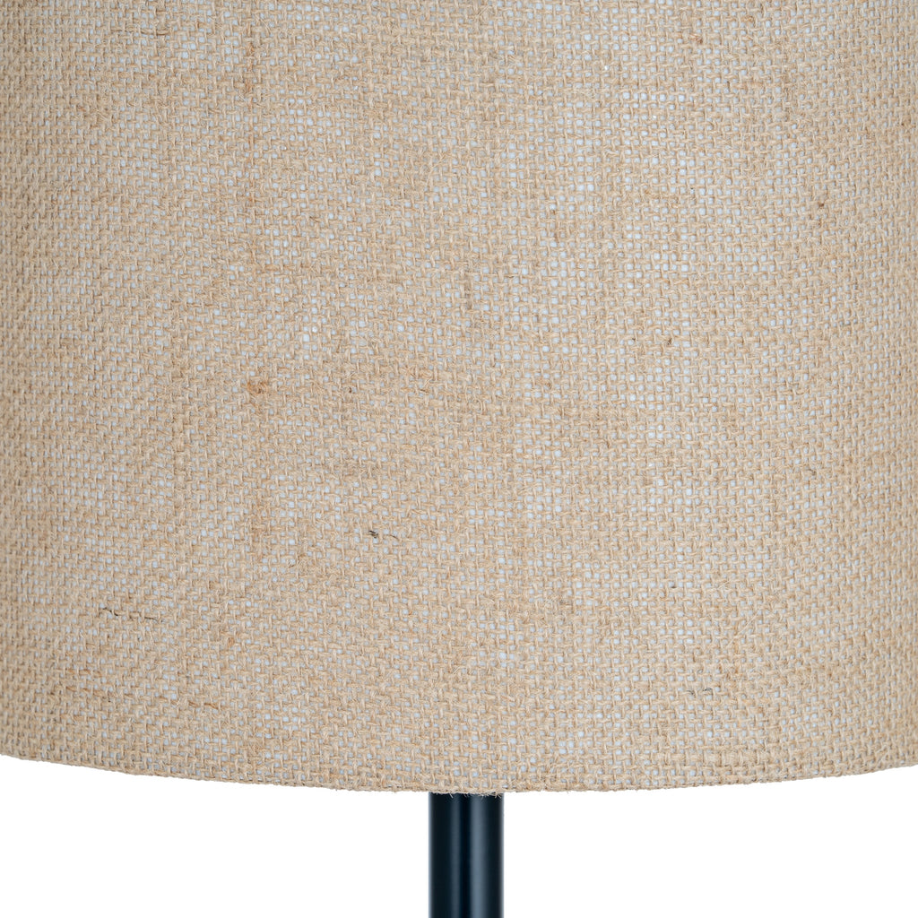 Black Cannon Floor Lamp with Hessian Shade – alternate view 4