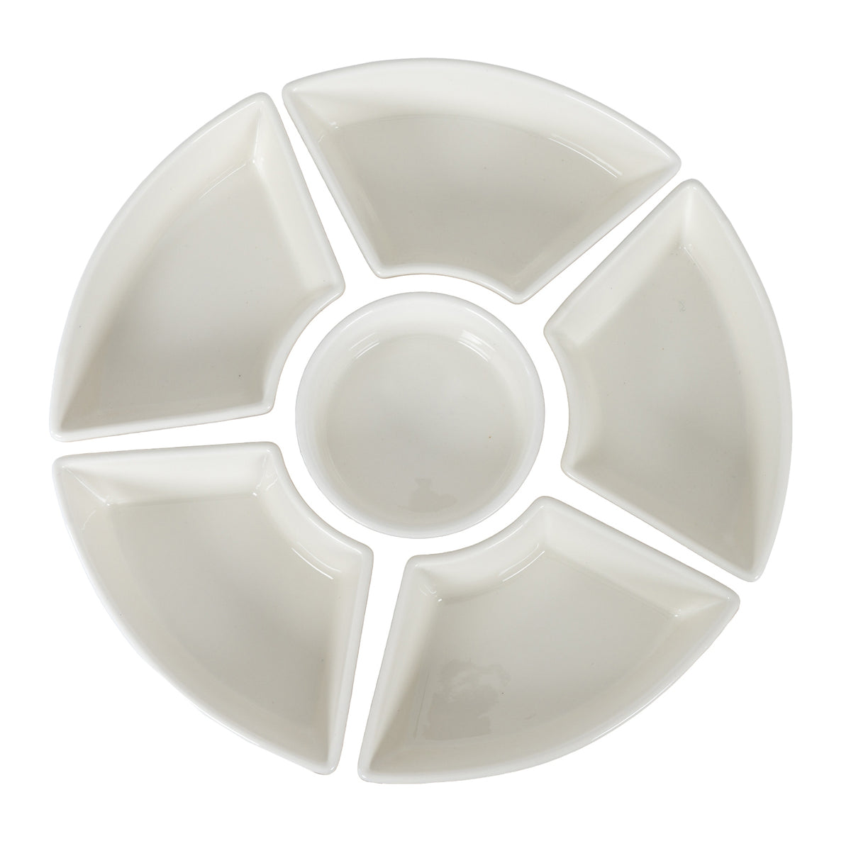 Acacia Lazy Susan with Ceramic Serving Bowls detail