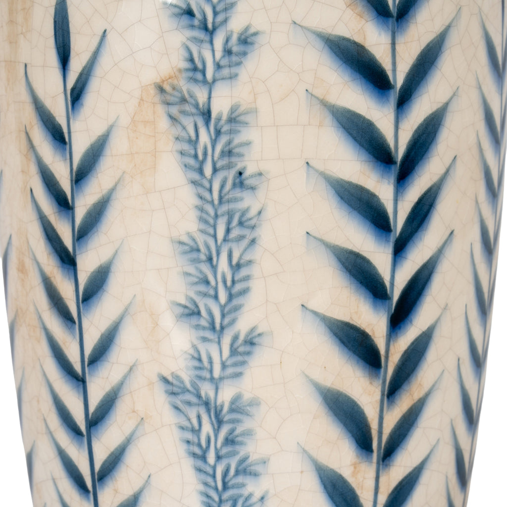 Large Blue Flora Tall Olpe Vase styled view