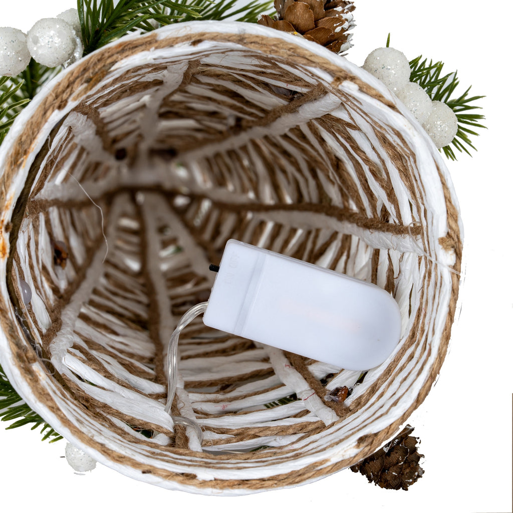 Large LED White Rattan Cone Tree with Winter Branches – image 3